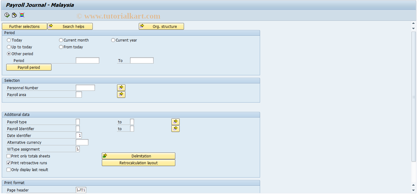 SAP TCode S_AHR_61015974 - RPCLJNL0