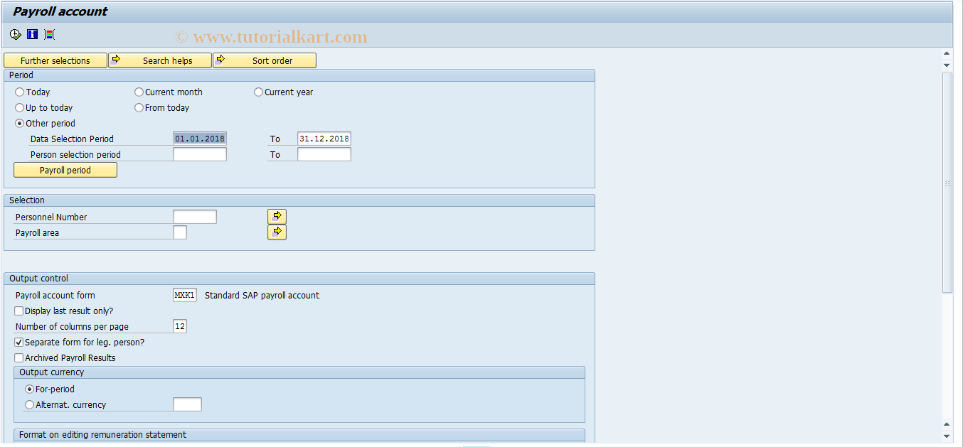 SAP TCode S_AHR_61015985 - Payroll Accounts: Mexico