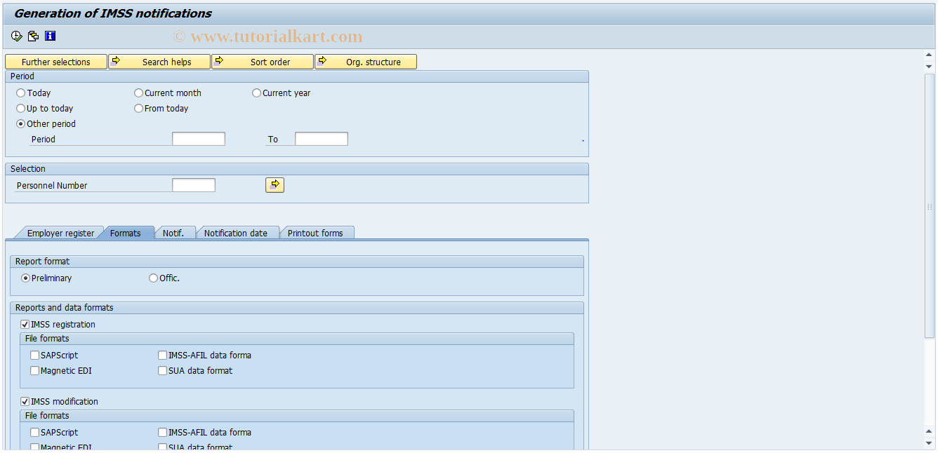 SAP TCode S_AHR_61015994 - Generation of IMSS Notifications