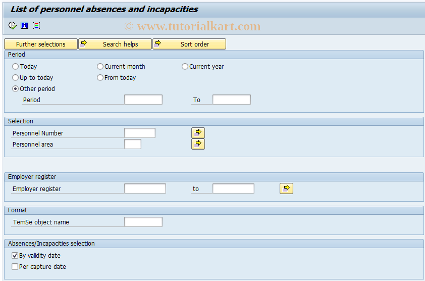 SAP TCode S_AHR_61015995 - Absence and Incapacity