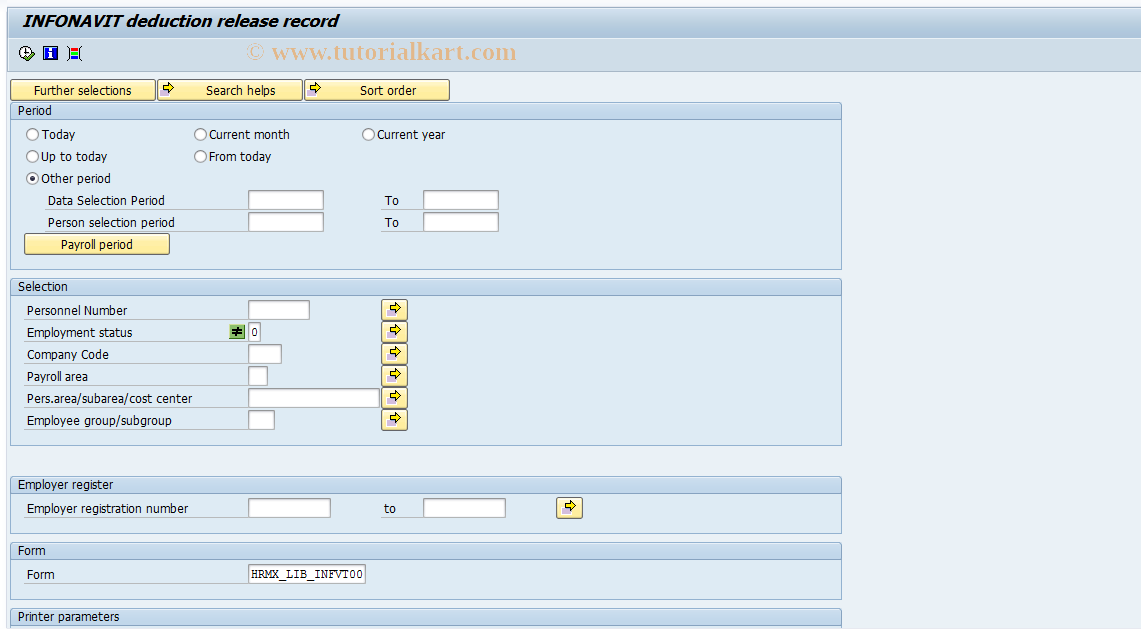 SAP TCode S_AHR_61016009 - INFONAVIT Deduction Release Record