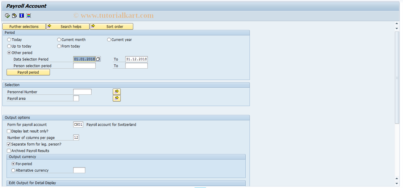 SAP TCode S_AHR_61016026 - Payroll Account (NL)