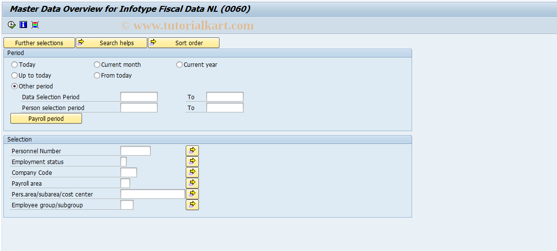 SAP TCode S_AHR_61016029 - Overview Master Data: Infotype 0060