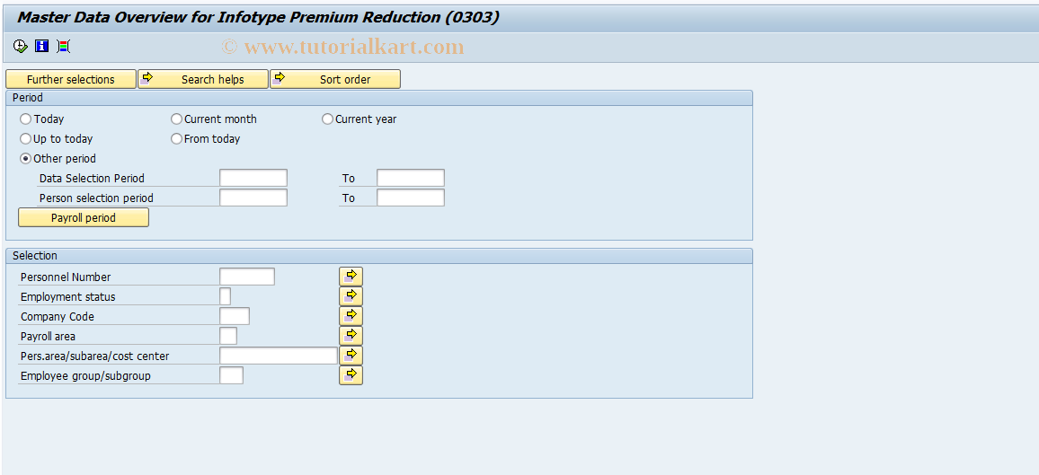 SAP TCode S_AHR_61016030 - Overview Infotype Premium Reduction