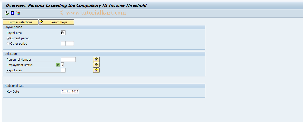 SAP TCode S_AHR_61016032 - Income Threshold Health Insurance Fund