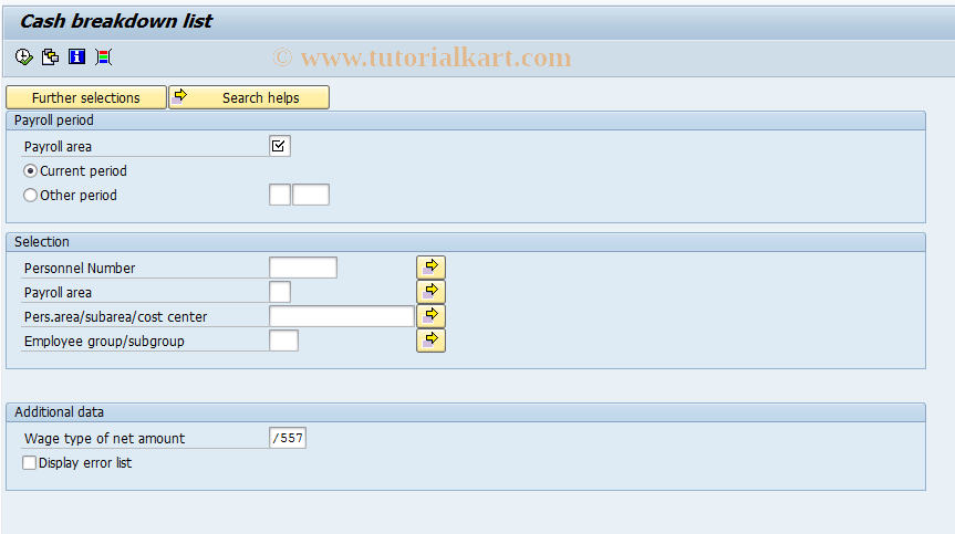 SAP TCode S_AHR_61016094 - Cash Breakdown List (International)