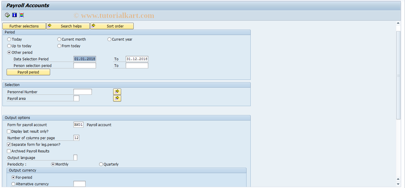 SAP TCode S_AHR_61016128 - Payroll Accounts
