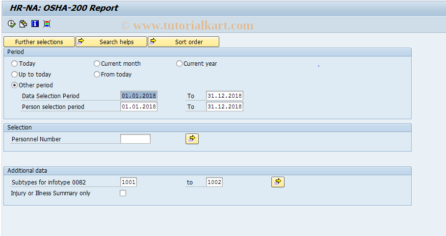 SAP TCode S_AHR_61016130 - HR-NA: OSHA-200 Report