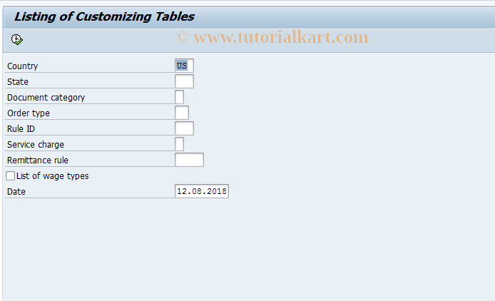 SAP TCode S_AHR_61016134 - Listing of Customizing Tables