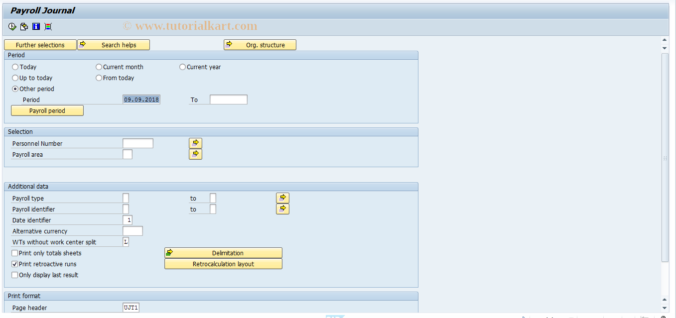 SAP TCode S_AHR_61016149 - Payroll Journal