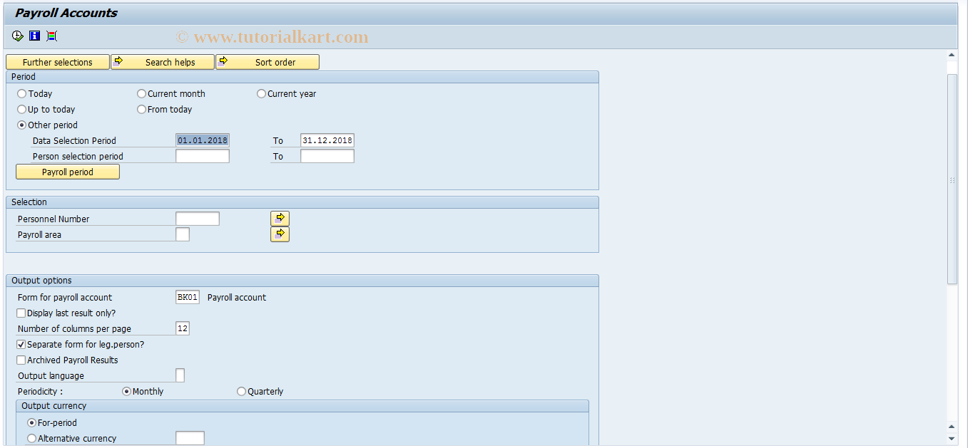 SAP TCode S_AHR_61016173 - Payroll accounts