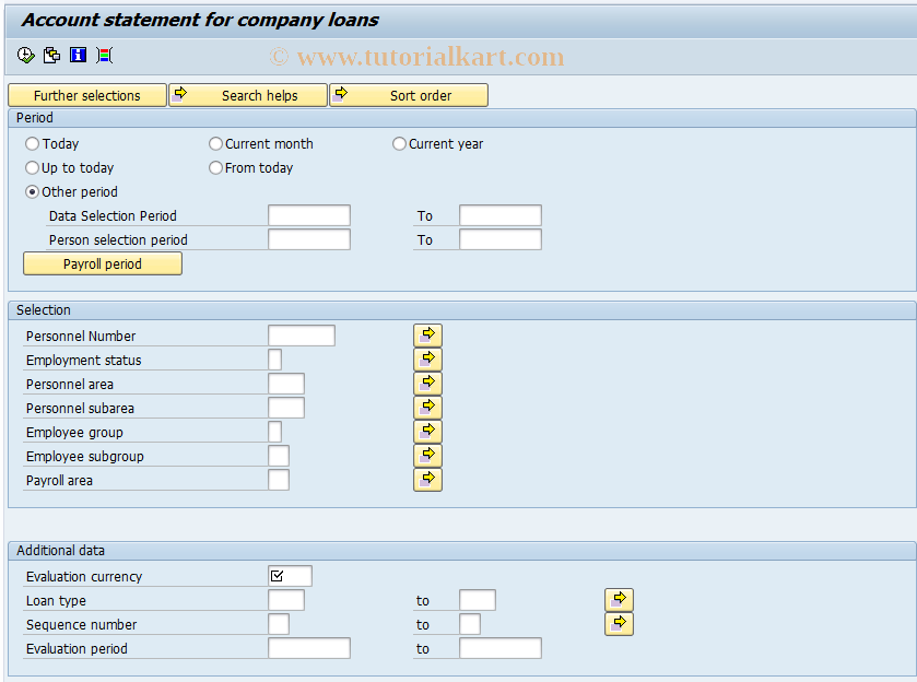 SAP TCode S_AHR_61016199 - Account Statement for Company Loans