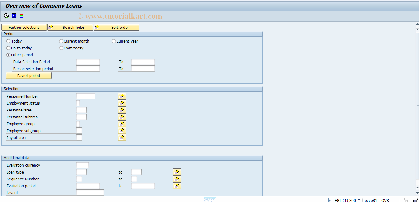 SAP TCode S_AHR_61016210 - Overview of Company Loans