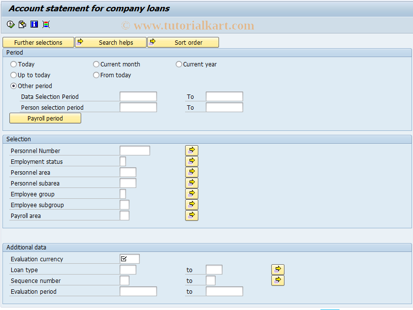 SAP TCode S_AHR_61016212 - Account Statement for Company Loans