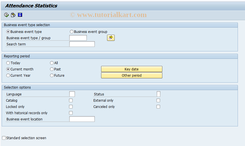 SAP TCode S_AHR_61016213 - Attendance Statistics