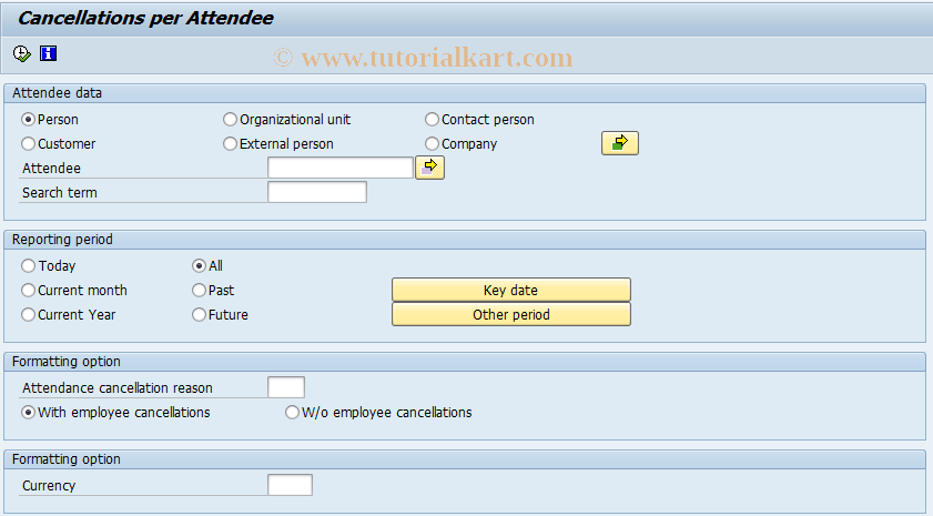 SAP TCode S_AHR_61016216 - Cancellations per attendee