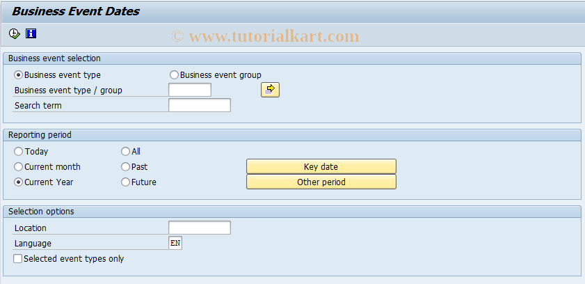 SAP TCode S_AHR_61016219 - Business Event Dates