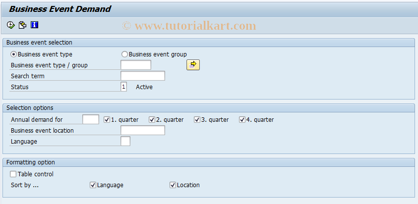 SAP TCode S_AHR_61016220 - Business Event Demand