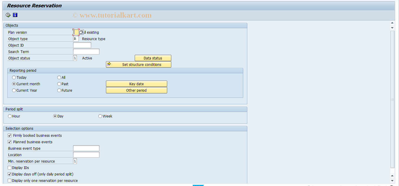 SAP TCode S_AHR_61016222 - Resource Reservation