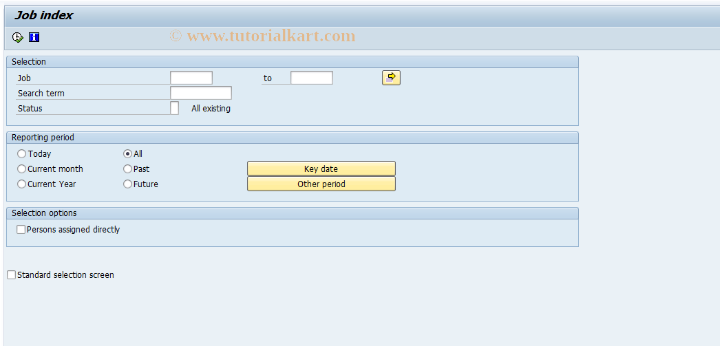 SAP TCode S_AHR_61016233 - Job index