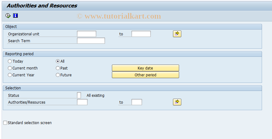 SAP TCode S_AHR_61016251 - Authorities and Resources