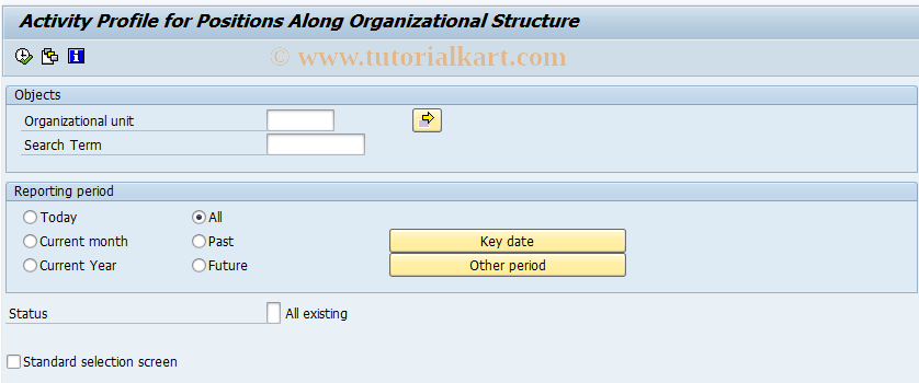SAP TCode S_AHR_61016258 - Activity Profile for Positions Along
