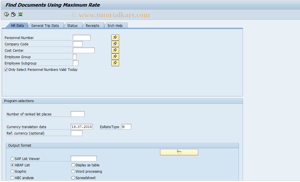 SAP TCode S_AHR_61016274 - Find documents using maximum rate