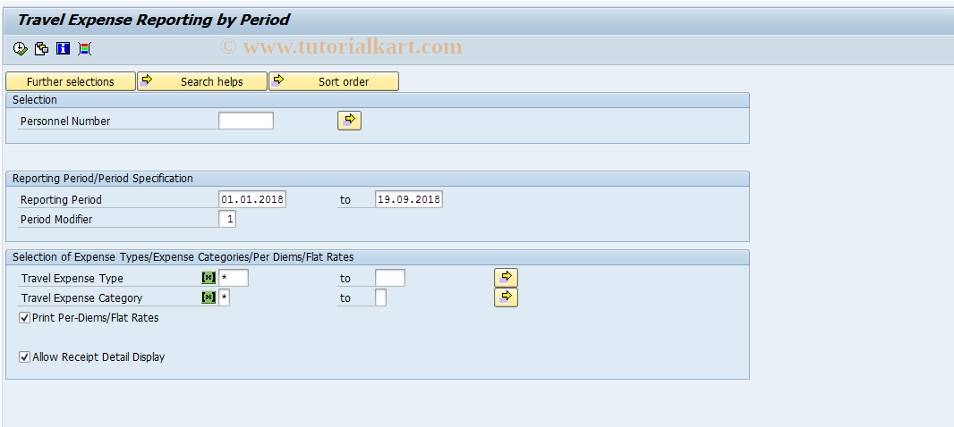 SAP TCode S_AHR_61016275 - Travel Expense Reporting by Period