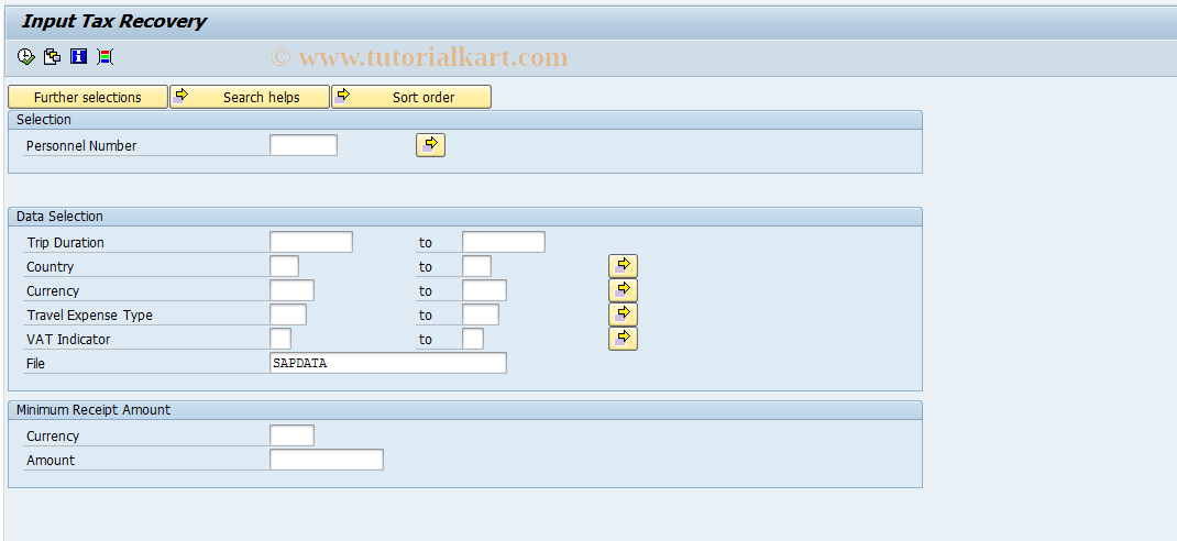 SAP TCode S_AHR_61016277 - Input Tax Recovery