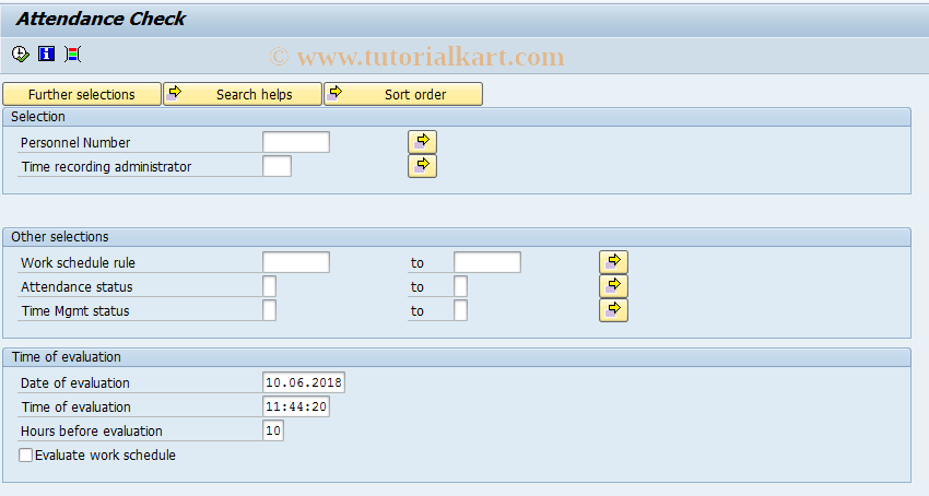 SAP TCode S_AHR_61016294 - Attendance Check