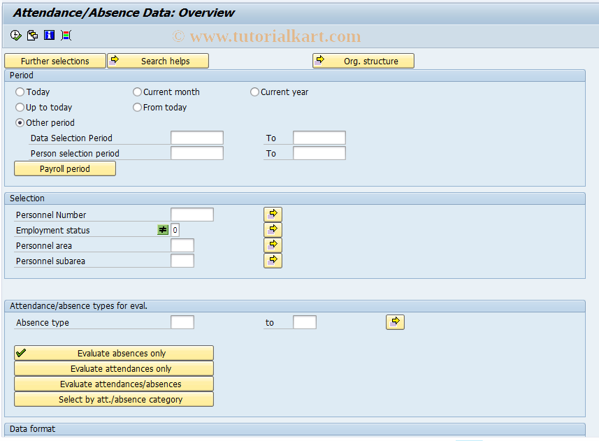 SAP TCode S_AHR_61016297 - Attendance/Absence Data: Overview