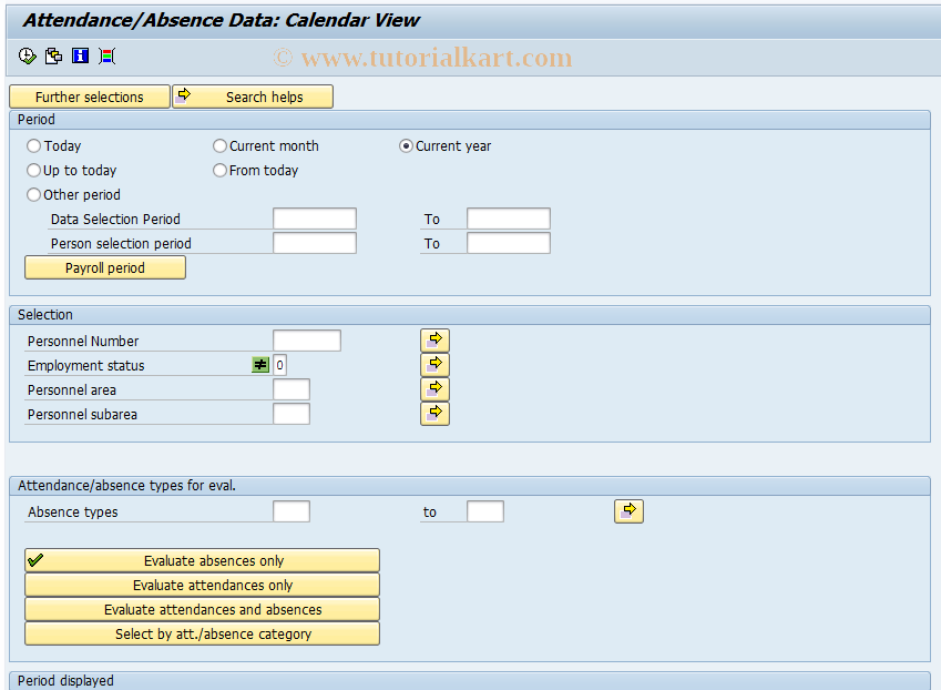 SAP TCode S_AHR_61016298 - Att./Absence Data: Calendar View