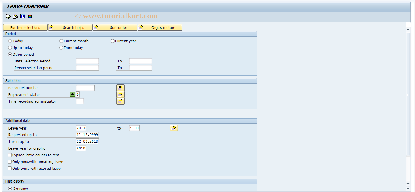 SAP TCode S_AHR_61016299 - Leave Overview