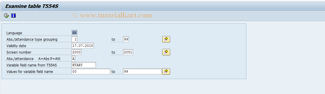 SAP TCode S_AHR_61016316 - Examine Table T554S