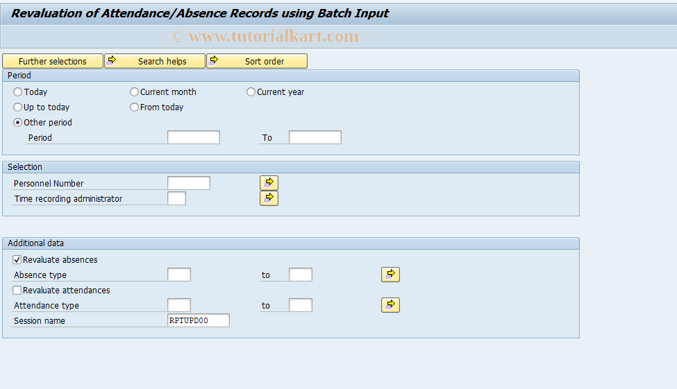 SAP TCode S_AHR_61016317 - Revaluation of Attendance/Absence