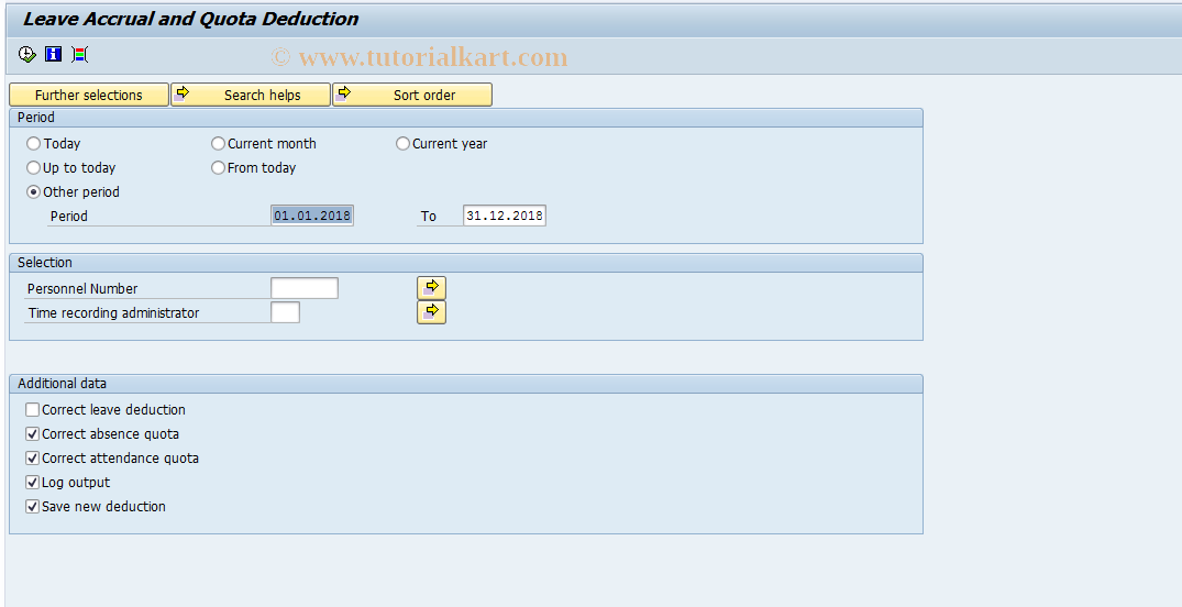 SAP TCode S_AHR_61016318 - Leave Accrual and Quota Deduction