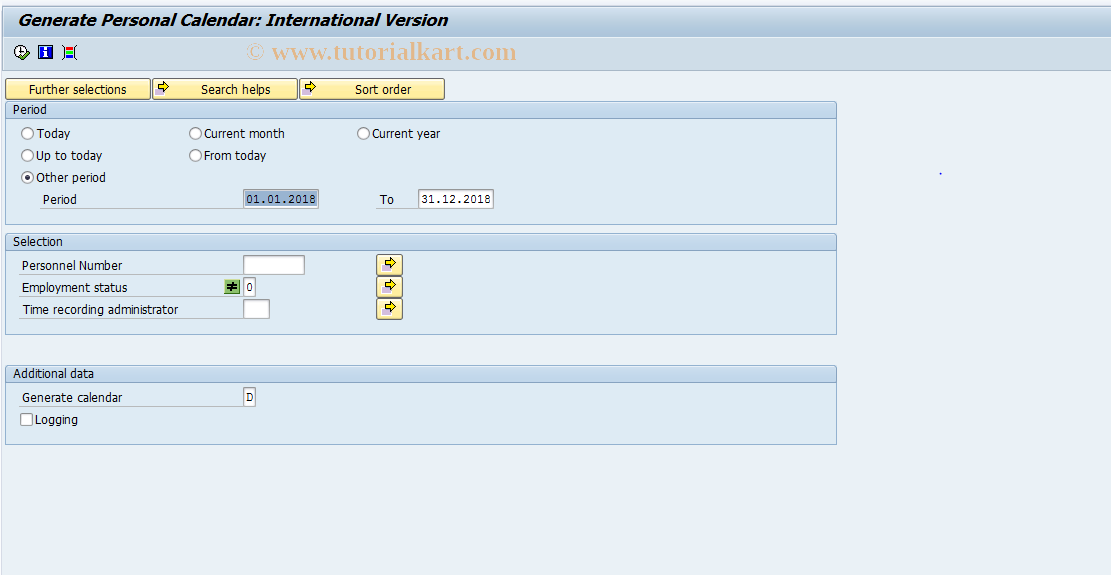 SAP TCode S_AHR_61016324 - Generate Personal Calendar