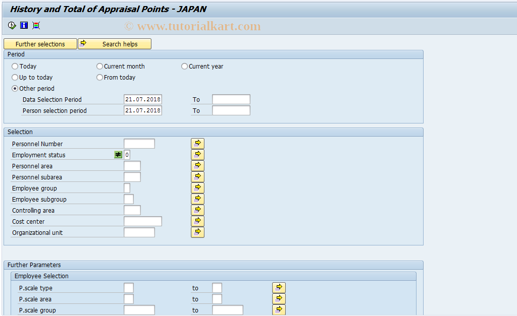 SAP TCode S_AHR_61016335 - History and Total of Appraisal Pts