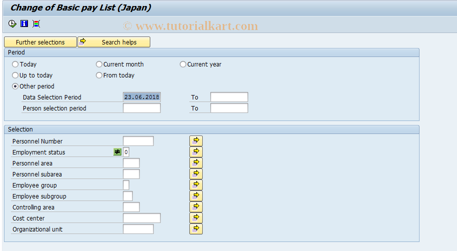 SAP TCode S_AHR_61016337 - Change of Basic Pay List (Japan)