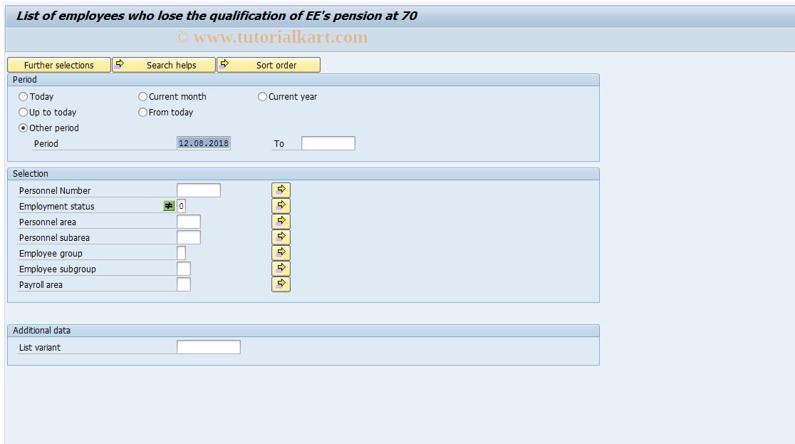 SAP TCode S_AHR_61016342 - List of Employees No Longer Qualif.
