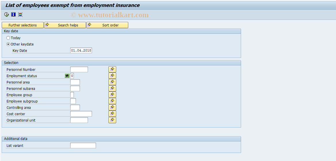 SAP TCode S_AHR_61016343 - List of employees exempt from employ