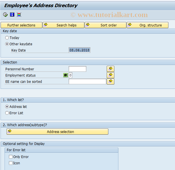 SAP TCode S_AHR_61016345 - address_list_of _employee