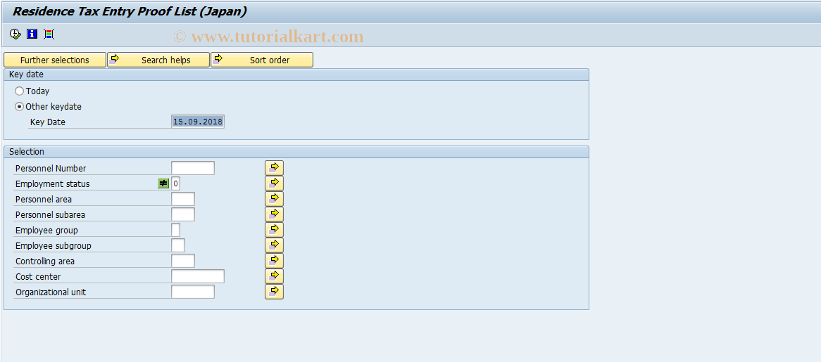 SAP TCode S_AHR_61016346 - Residence Tax Entry Proof List (JP)