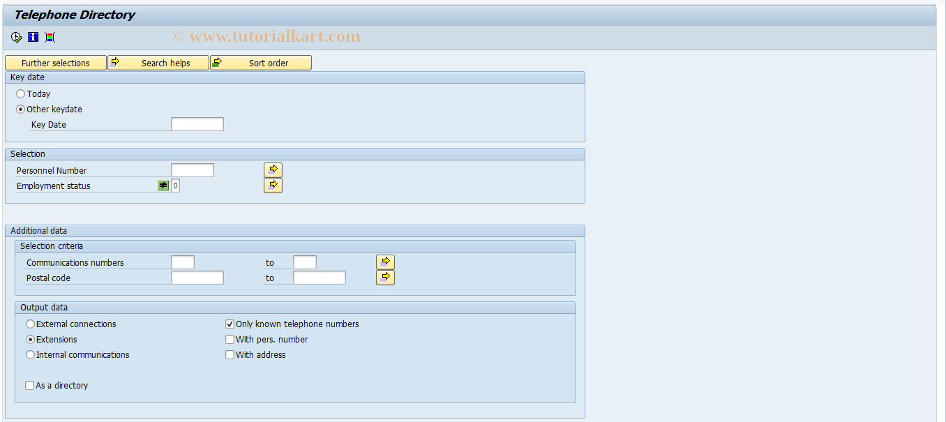 SAP TCode S_AHR_61016354 - Telephone Directory