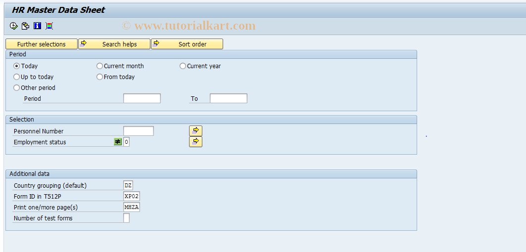 SAP TCode S_AHR_61016360 - HR Master Data Sheet