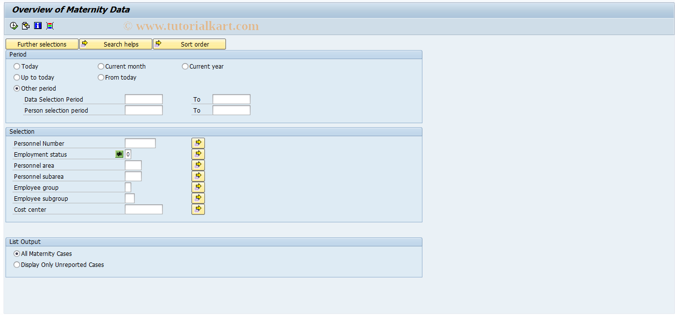 SAP TCode S_AHR_61016370 - Overview of Maternity Data