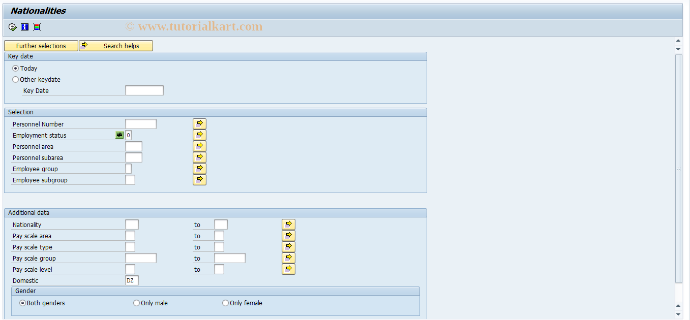 SAP TCode S_AHR_61016374 - Nationalities