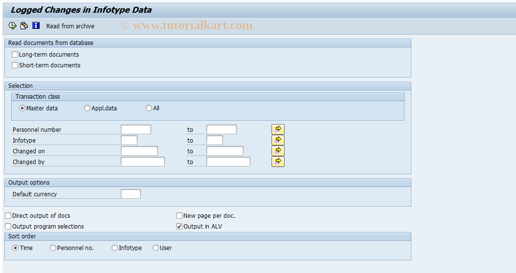 SAP TCode S_AHR_61016380 - Logged Changes in Infotype Data