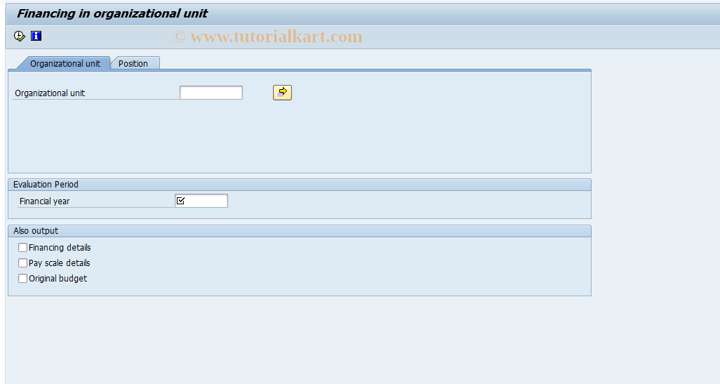 SAP TCode S_AHR_61016393 - Financing in Organizational Unit