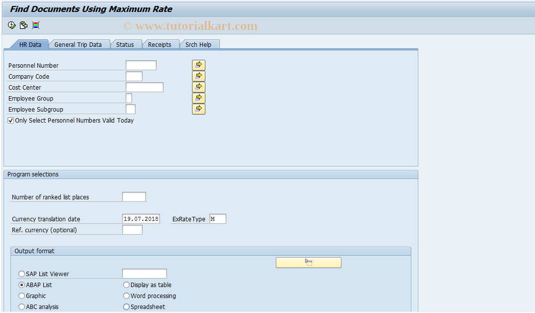 SAP TCode S_AHR_61016407 - Find documents using maximum rate